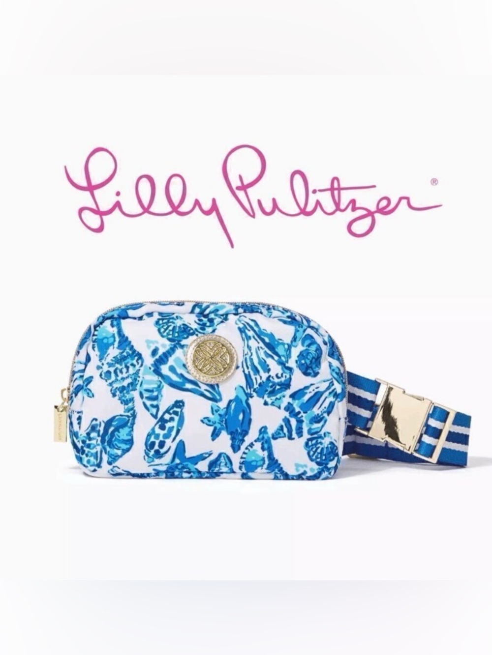 Lilly Pulitzer Jeanie belt bag in resort white shell collector NWT in package